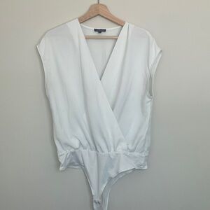 White V-Neck Bodysuit from Dynamite, size M